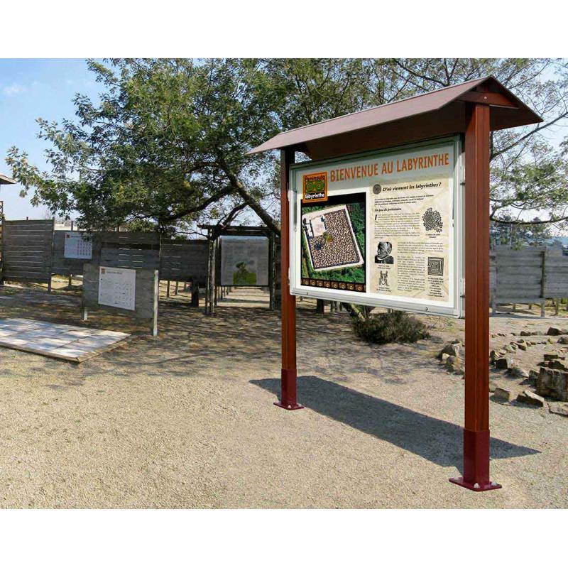 Vitrine extérieure en aluminium et bois - ref : 407509 - affichage de 8 à 27 A4 - serrure de sécurité et finition acajou_1