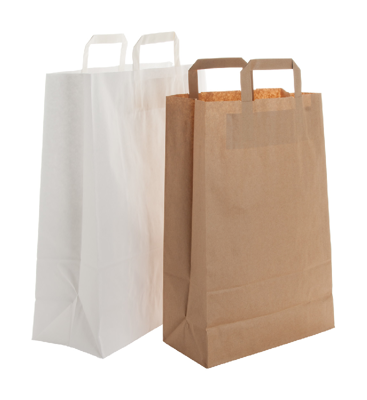 Sac publicitaire en papier kraft - poignée plate - 80 g/m² - couleur blanc_1