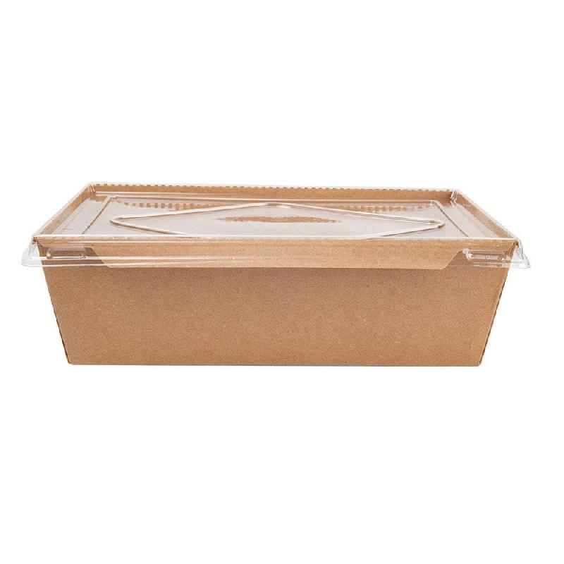 Barquette Kraft + couvercle PET 2100cc 22x16,4x6,5 - par 50_1