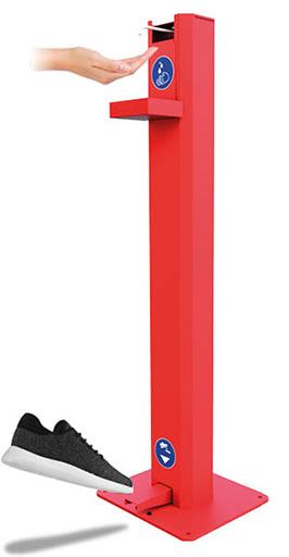 Borngel/r - distributeur de gel hydroalcoolique à pédale mécanique - Ingitek - acier rouge - capacité 1 litre - fabriqué en France_1