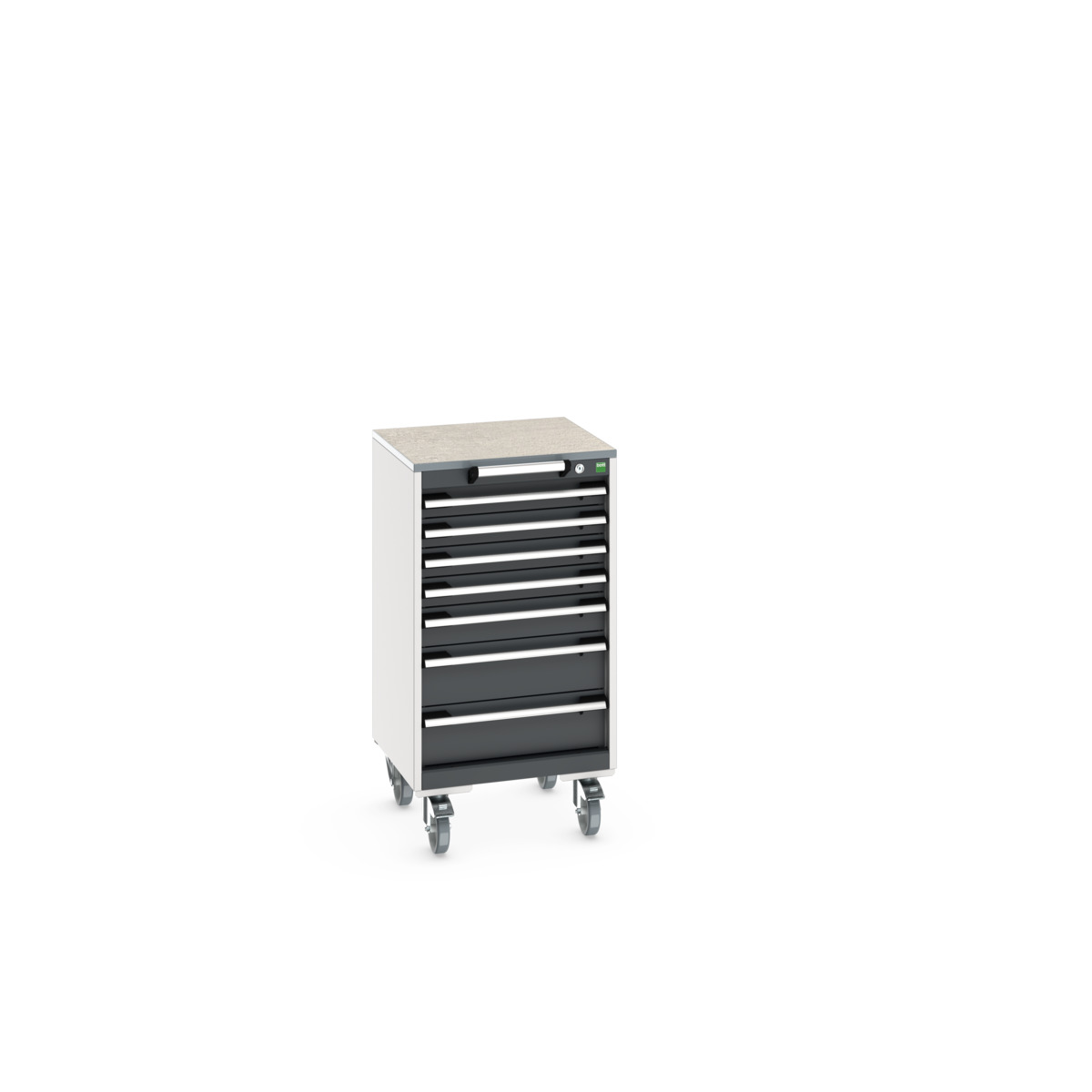 Armoire roulante Cubio SLR-558-7.1 - 6 tiroirs, plateau lino, châssis en acier renforcé_0