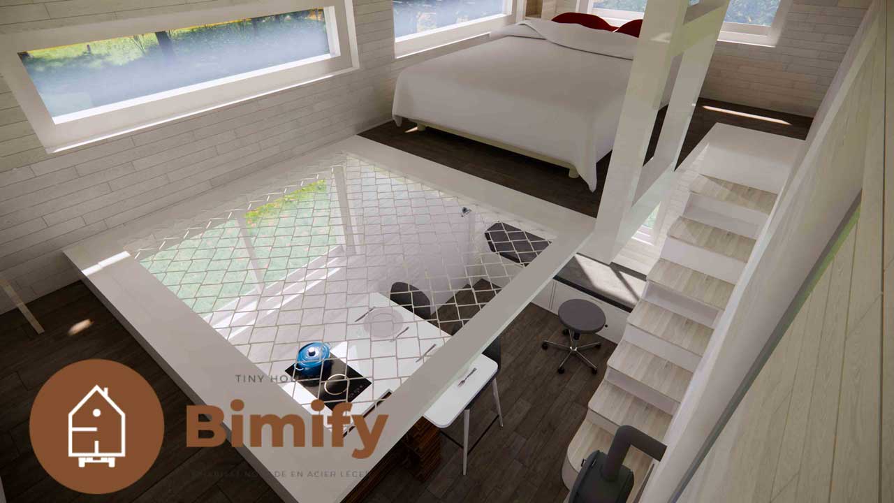 Tiny house double mezzanine - 4 à 6 personnes - Modèle Tiny Cosy 660 - Superficie totale 21,57 m²_1