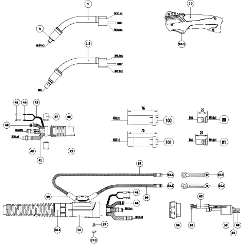 Torche de soudage Rehm EVO MB 401D - 3m - Manche bi-matière robuste et ergonomique_1