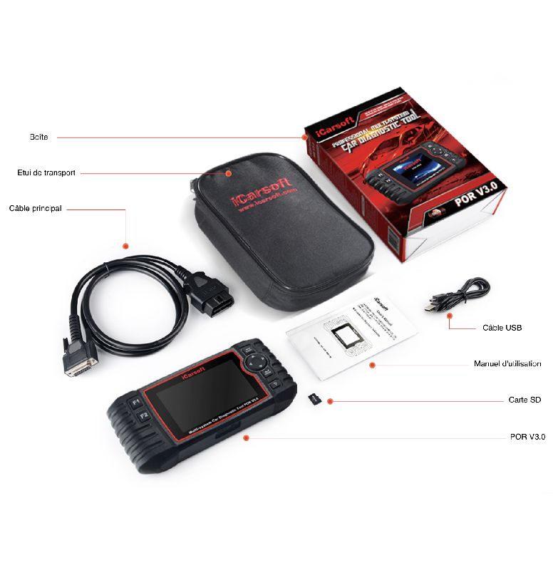 Outil de diagnostic complet avec écran LCD 4 pouces