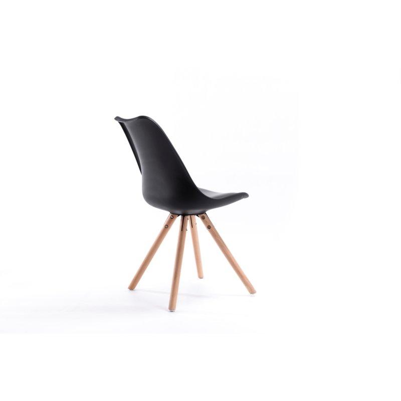 Lot de 2 chaises SANDO - Polypropylène noir avec coussin en polyuréthane et pieds en bois - Design chic et moderne_1