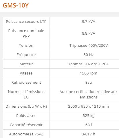 GMS-10Y - Groupe électrogène industriel 9,7 kVA - GENERAC - Série GMS Standard avec moteur diesel_1