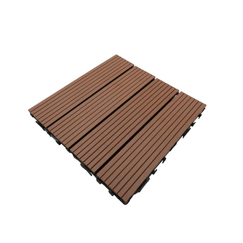 Pack dalle de terrasse 1m² en bois composite Modular - 11 pièces 30x30 cm - Coloris terre cuite, largeur 30 cm, longueur 30 cm, surface couverte 1m²_1