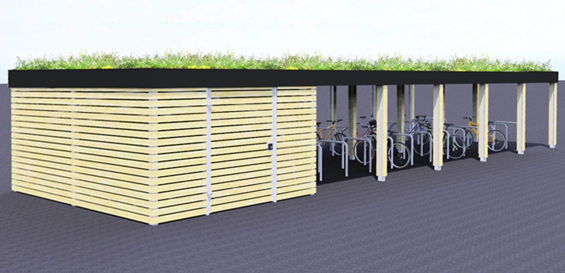 Abri vélo fermé genève / structure en bois / bardage en bois_1