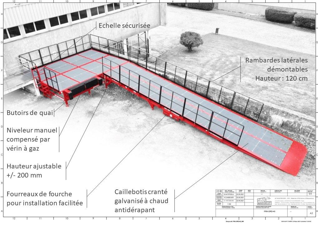Rampe fixe avec hauteur de quai ajustable - Capacité 6 à 30T - Plateforme AZ Ramp sur-mesure et conforme aux normes CE_1