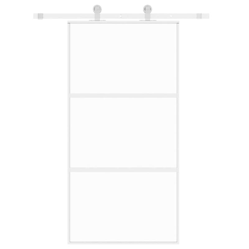 Vidaxl porte coulissante blanc 102,5x205 cm verre trempé aluminium 155206_1