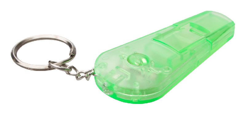 Porte-clés lampe/sifflet en plastique frosty - couleur verte - 12g_1