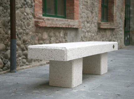 Banquette urbaine TOLEDO en béton blanc granite 200 cm_1