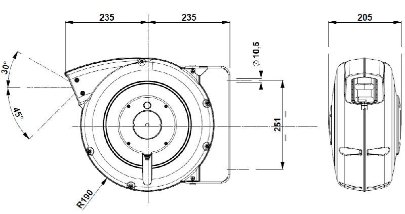 Enrouleur électrique à rappel automatique à ressort - P801 - 22 mètres - câble H05VV-F 1x16 mm² - IP42_1