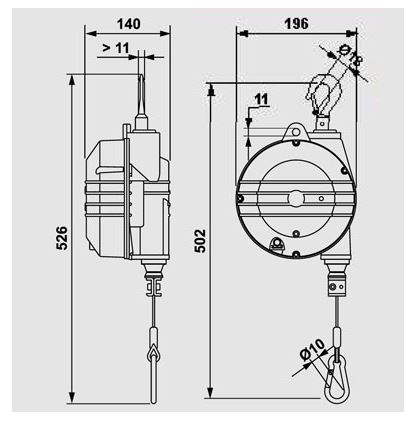 Équilibreur enrouleur 9354-9359 - câble inox - corps aluminium - capacité 4 à 25 kg - course 2000 mm_1