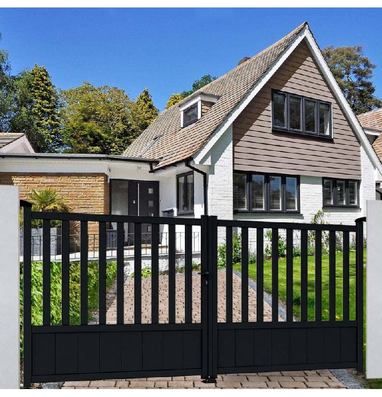 Portail aluminium LYON - Design chic - Gris anthracite RAL 7016 - portlyon300160g_1