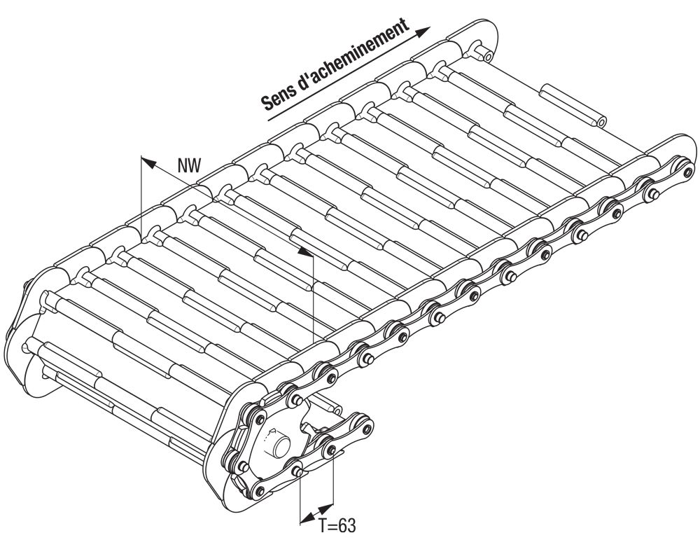 T63 renforcée - tapis métallique pour convoyeurs - tailles nominales de 200 à 1500 mm - AL Industrie_1