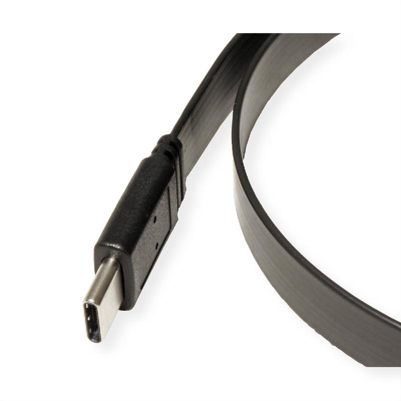 VALUE Câble USB4 Gen 3, avec PD, C-C, M/M, 8K UHD-2, 40Gbit/s, Emark, 100W, plat, noir, 0,5 m_1