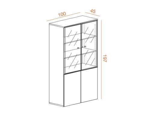 Armoire haute ELLIS - portes en verre push-to-open - L100 x H197 cm - 4 étagères en bois mélaminé_1