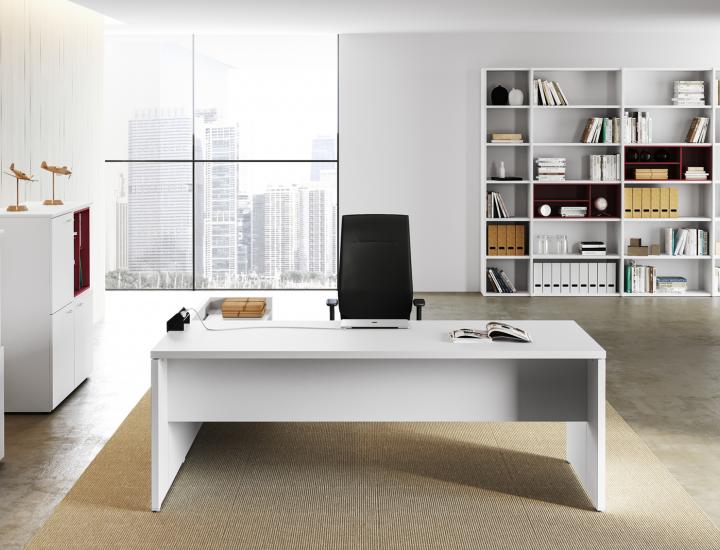 Bureau de direction à piètement en mélamine - ergonomique et esthétique DELTA - Ref : 155011_1