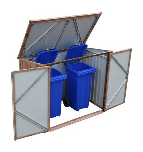Duramax - cache-conteneurs et abris poubelle - métal aspect bois - 150 x 90 cm - anticorrosion et anti-UV_1