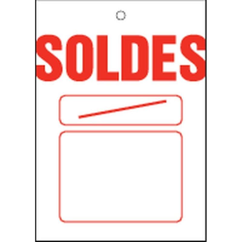 Étiquette à trou Soldes Contemporain 48x66mm - par 500 - avec zone de prix barré - blanc et rouge_1