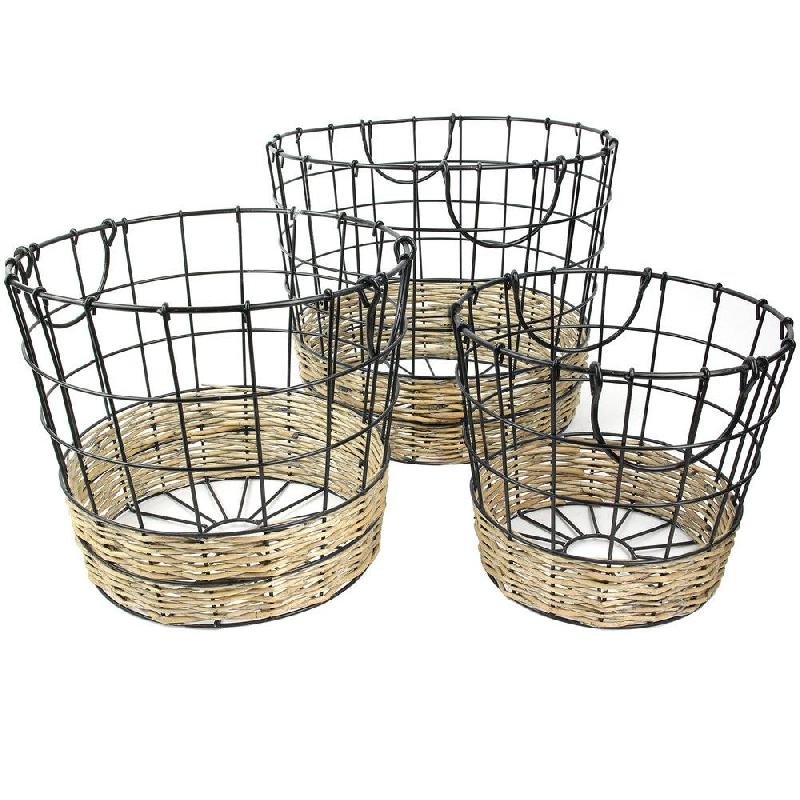 Panier métal et osier 33x28 - 28x24 - 23x20 cm - par 3_1
