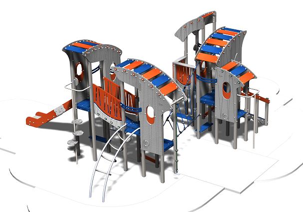 Structure de jeux 4 tours gamme pilotis - pi41501i - capacité 40 enfants_1
