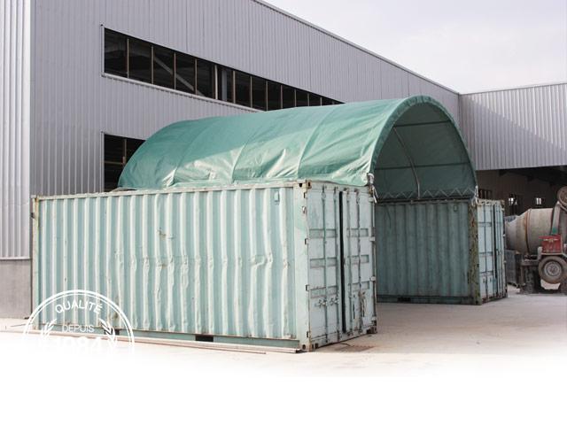 Tunnel de stockage monté sur containers - structure en acier galvanisé - bâche PVC 720 g/m² - dimensions 12 x 8 x 3 m_1