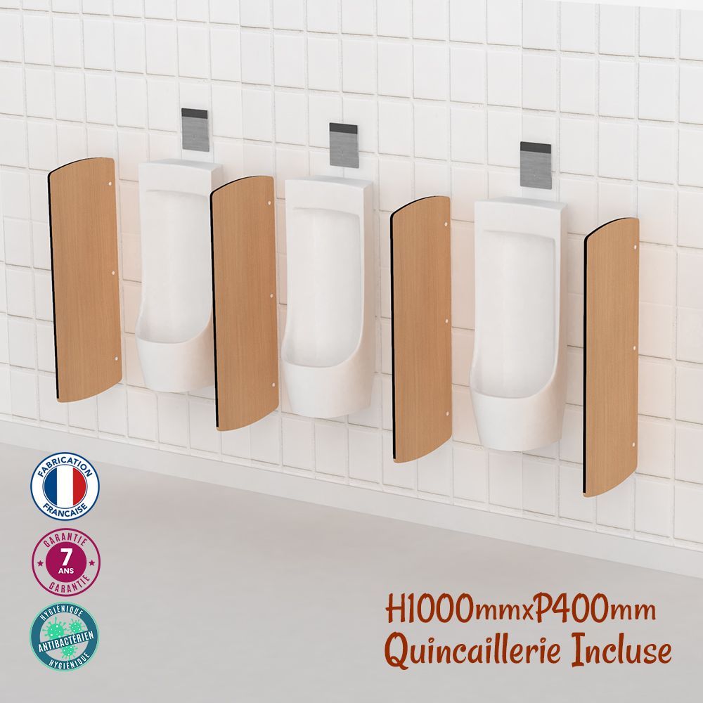 Cloison urinoir adulte suspendue - Hauteur 1000 mm - Séparateur d'urinoir en stratifié compact_1
