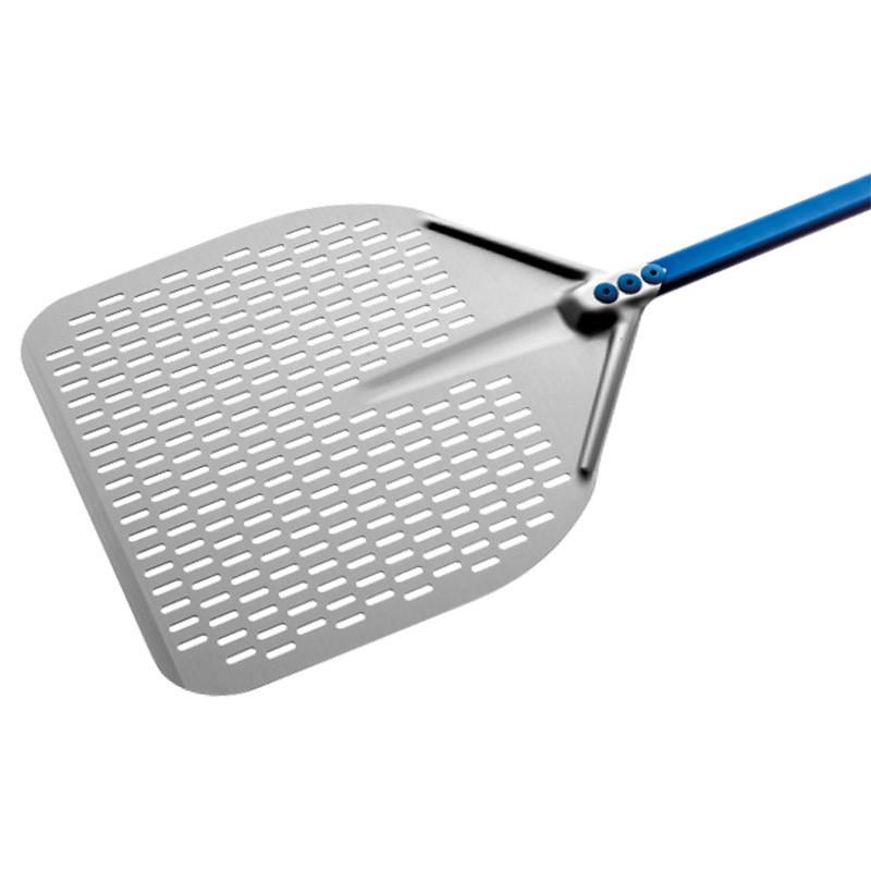 Pelle à pizza rectangulaire perforée aluminium 33x33 - Manche 150 cm - Gamme Azzurra | GI.METAL_1