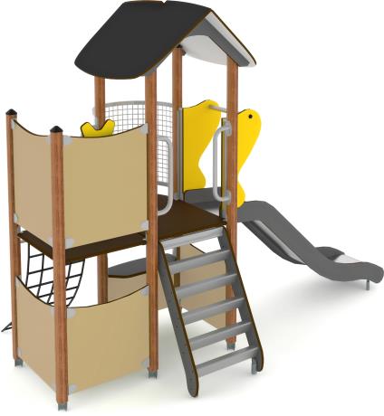 Structure multi-jeux 3 à 5 ans - Unimini Hally 8046755 - Poteaux bois et panneaux HPL - Hags_1