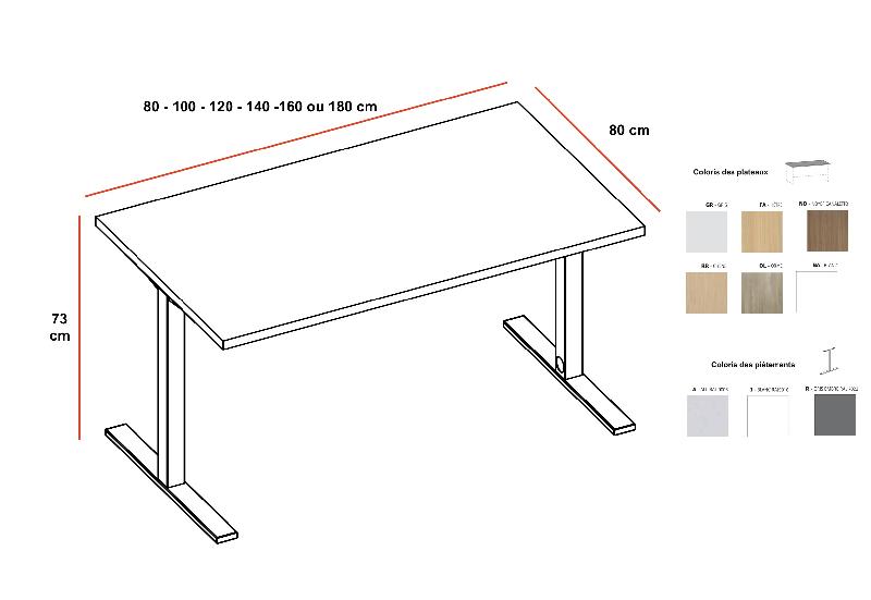 Bureau droit Idea Tube - Quadrifoglio - Argent Ral 9006, 120, Gris_1