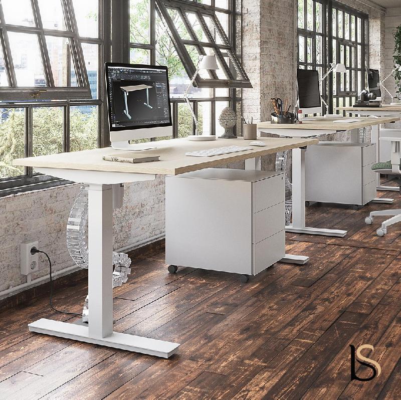 Bureau réglable en hauteur TRAM - Mobel Linea - 120, Alu, Acacia clair_1