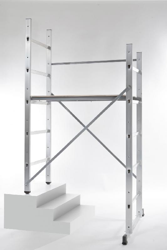 Échafaudage aluminium Hobby 3 - Hauteur de travail 3 m - Stable avec base rapportée - Rattrapage de niveau_1