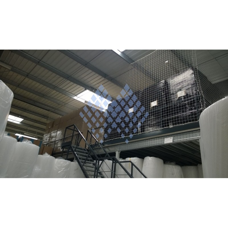 Filet nylon pour stockage ou rayonnage 4.75mm - maille 100mm - Référence N130/100 - Conforme NF EN 1263-1 Classe A2_1