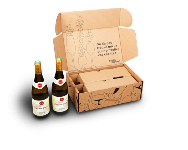 Boite d'expédition bouteilles personnalisable - Smartpack - Dimensions intérieures 34×20,5×11,5 cm - Ultra-résistante avec cale protectrice_1