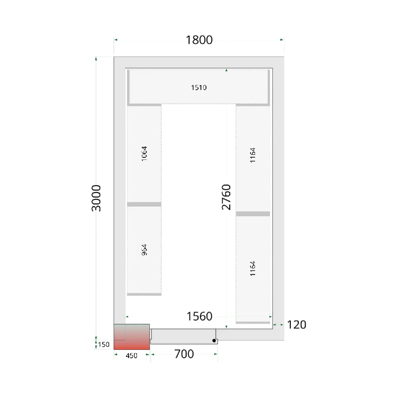 Chambre froide négative CRNF1830 Blanc 1800 x 3000 x 2200 mm TEFCOLD_1