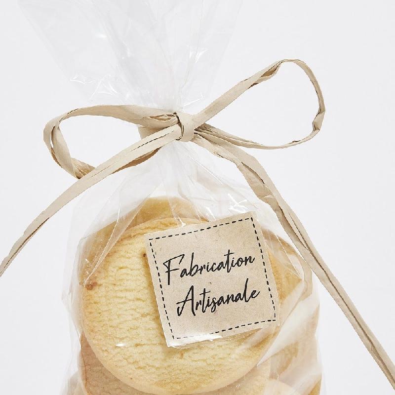 Etiquette cadeau adhésive Fabrication Artisanale kraft et noir 35x35mm - par 500_1
