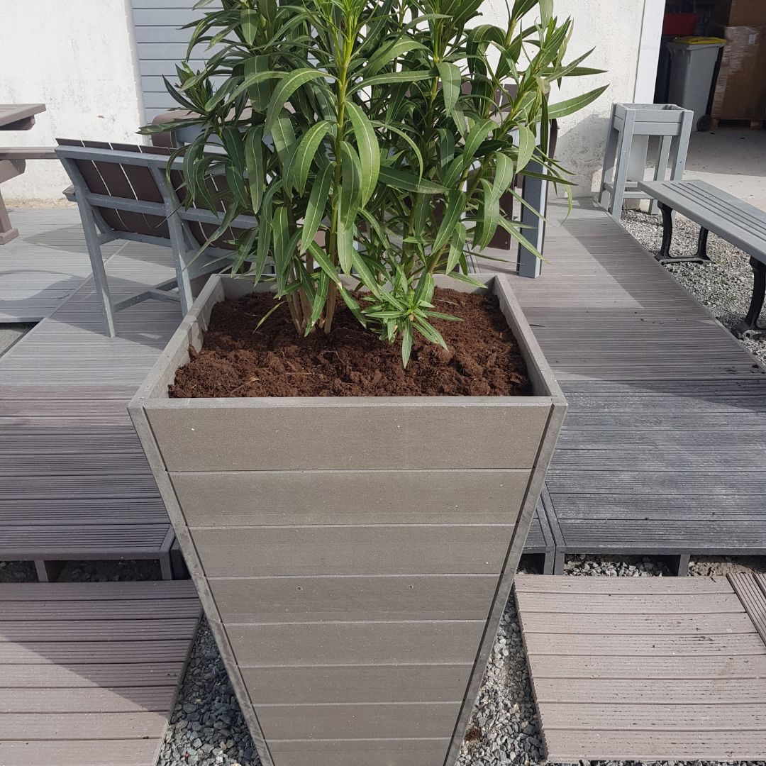 Jardinière Ozon Conique 100% Recyclée - 62x62x89 cm - Gamme Rabotée - Coloris Naturel - JOC_2