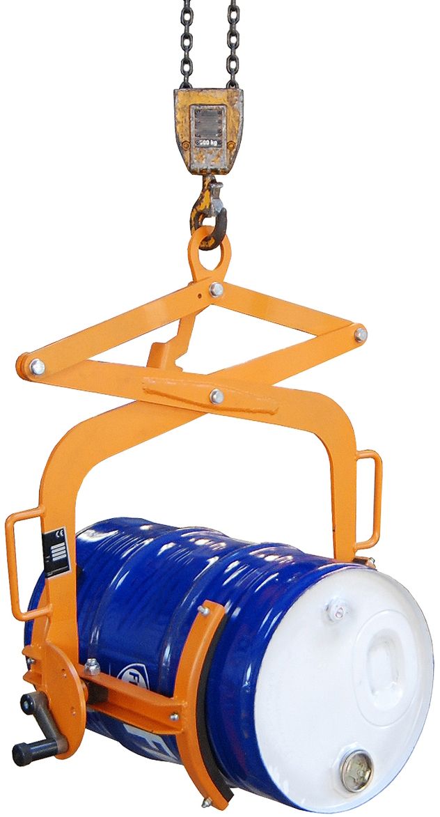 Pince retourneur de fûts - AG_FWZ - Charge 100 à 300 kg - Fûts métalliques 200 litres - Finition orange ou galvanisée_1
