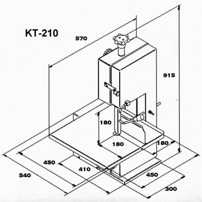 Scie à os électrique lame 1570 mm KT210 - modèle en acier inoxydable avec table fixe_1