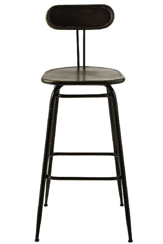 Tabouret de bar industriel INTU - métal noir avec dossier - dimensions H104 x L45.3 x P46.5 cm_1