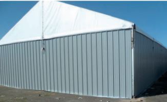 Tente de stockage fermée classique - structure aluminium fixe - couverture multi-éléments - ancrage platine - 25x10x3m_1