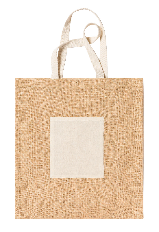 Sac shopping - Tote bag en jute avec poche en coton et anses longues_1