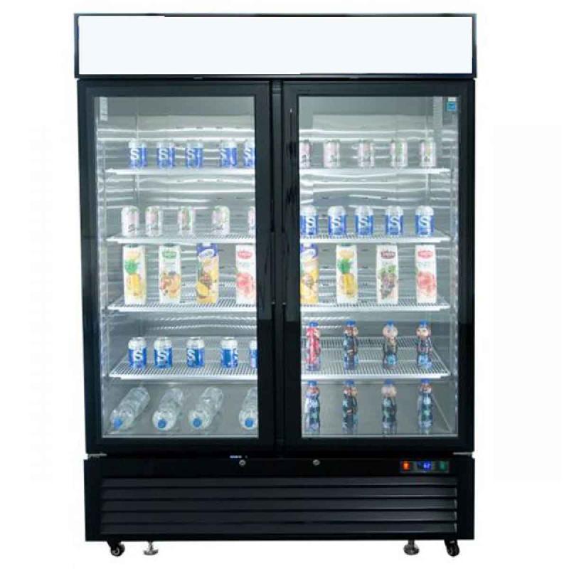 Armoire vitrée positive - 1300L - Froid ventilé - Éclairage LED - Serrure et roues avec freins_1