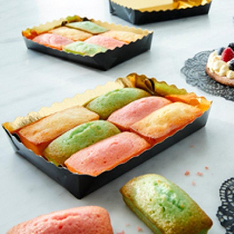 Barquette petits fours carton or et noir 13x9x3,5cm - par 250_1