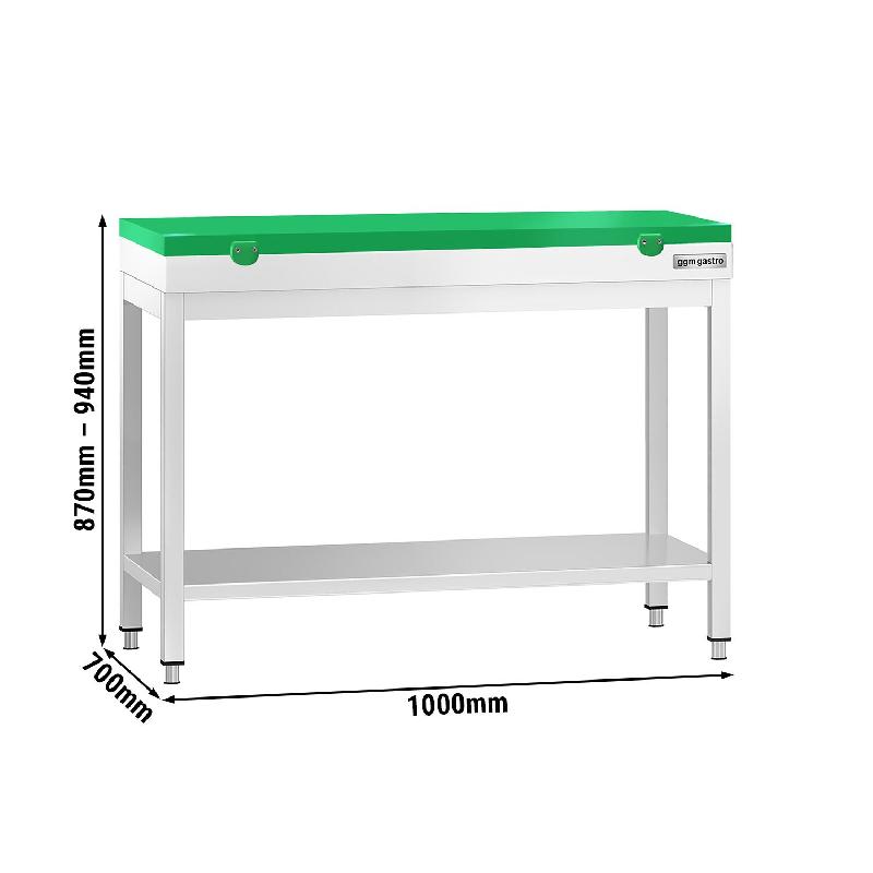 Table inox de découpe avec plan vert - Profondeur 700 mm | Ggm - 1000_1