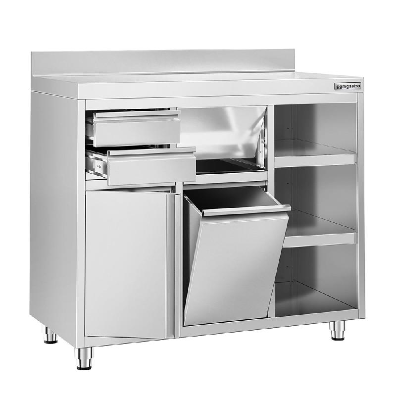 Meuble inox pour machine à café - 1200 x 600 mm - 2 tiroirs_1