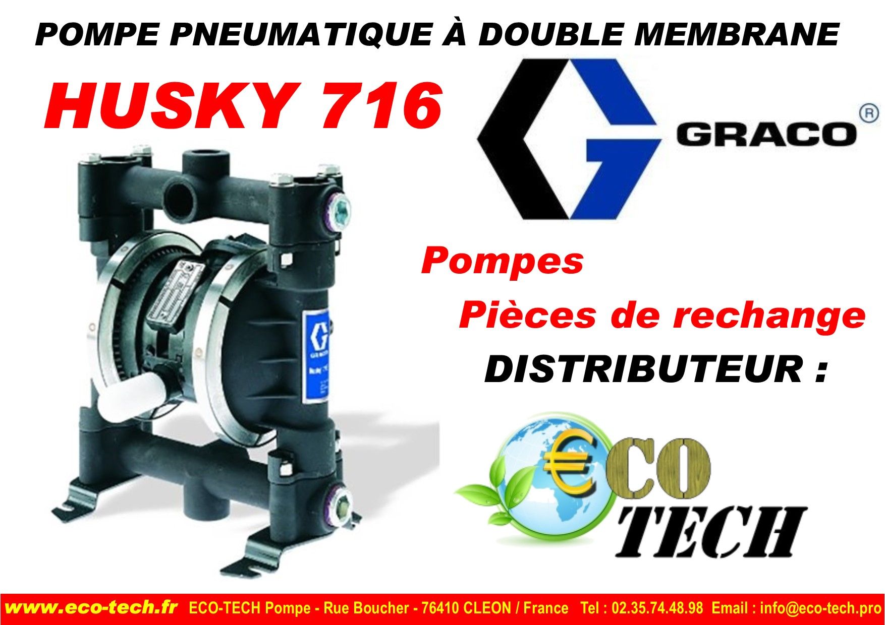 Pompe pneumatique à double membrane husky 716 graco iles de france occitanie_0