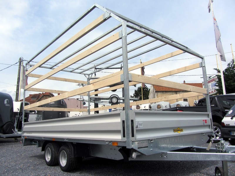 Remorque plateau Humbaur HN 304121 - 2 essieux, roues surbaissées, ridelles alu, PTAC 3000 kg_1